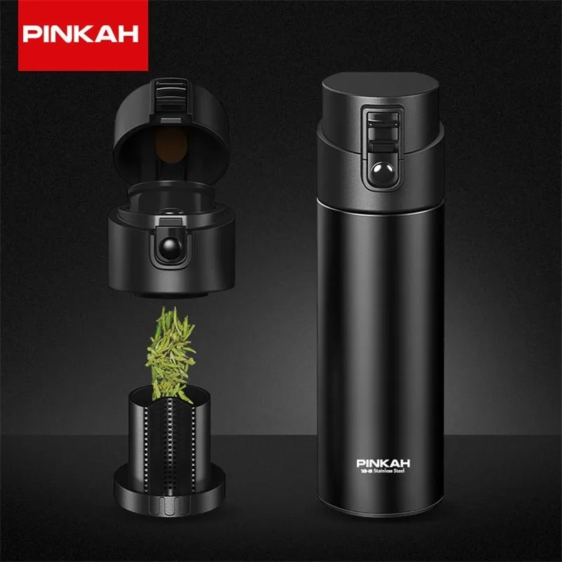 Бутылка Thermos Pinkahah 530ml с вакуумной колбой с чаемным фильтром, герметичная герметичная герметичная нержавеющая сталь, большая мощность.