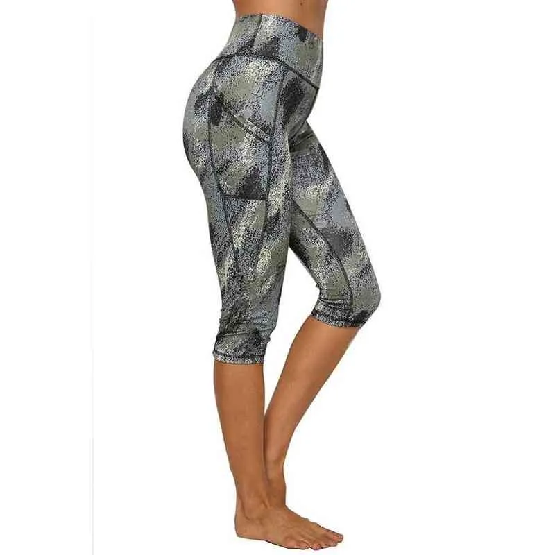 JGS1996 Womens High Maisted Yoga Capri Leggings Workout Leggings With Pockets Sports Running Fitness Pants H1221