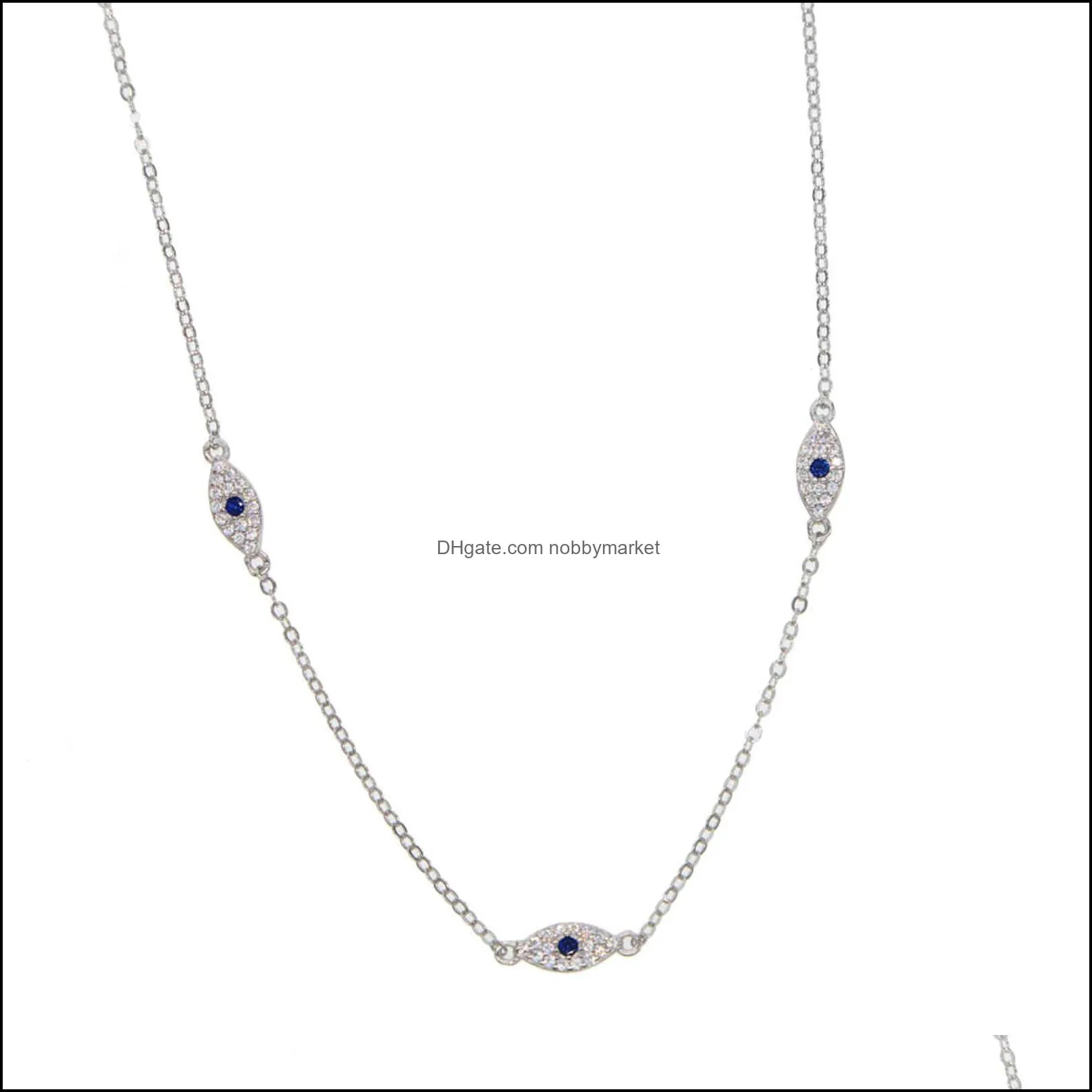925 Sterling Sier Necklace, blue zircon, mal female Eye Pendant, 35 + 10cm protective chain, warranty