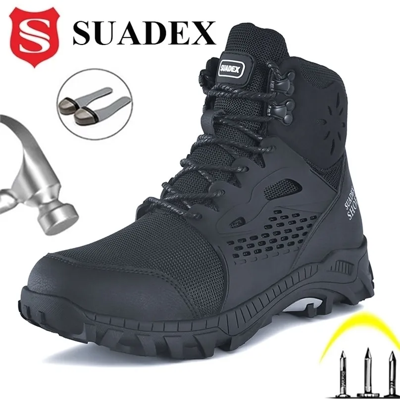 Suadax S1 Säkerhetsstövlar Män Arbetskor Anti-Smashing Steel Toe Man Kvinna Vattenbeständig EUR Storlek 37-48 211217