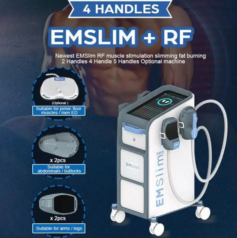 Мощная машина для похудения EMS-терапии Вертикальные 2/4/5 ручек Emslim Neo Высокоинтенсивная сфокусированная электромагнитная машина для наращивания мышц тела с RF