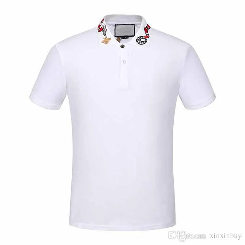 Дизайнерская полоса Polo рубашка футболки змея Polos Bee Floral Mens High Street мода лошадь поло роскошная футболка 369