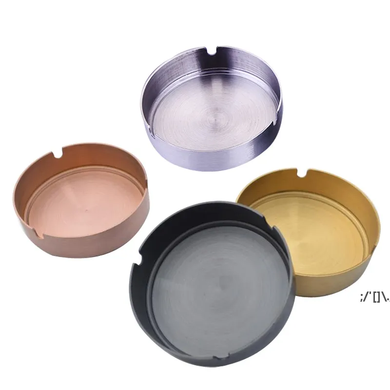 Portable Restaurant Cigarettes Holder Stainless Steel Round 4 Colors Durable Hotel Ashtrays Fashion Smoke Cup Gadgets 10*2.8cm RRA11501