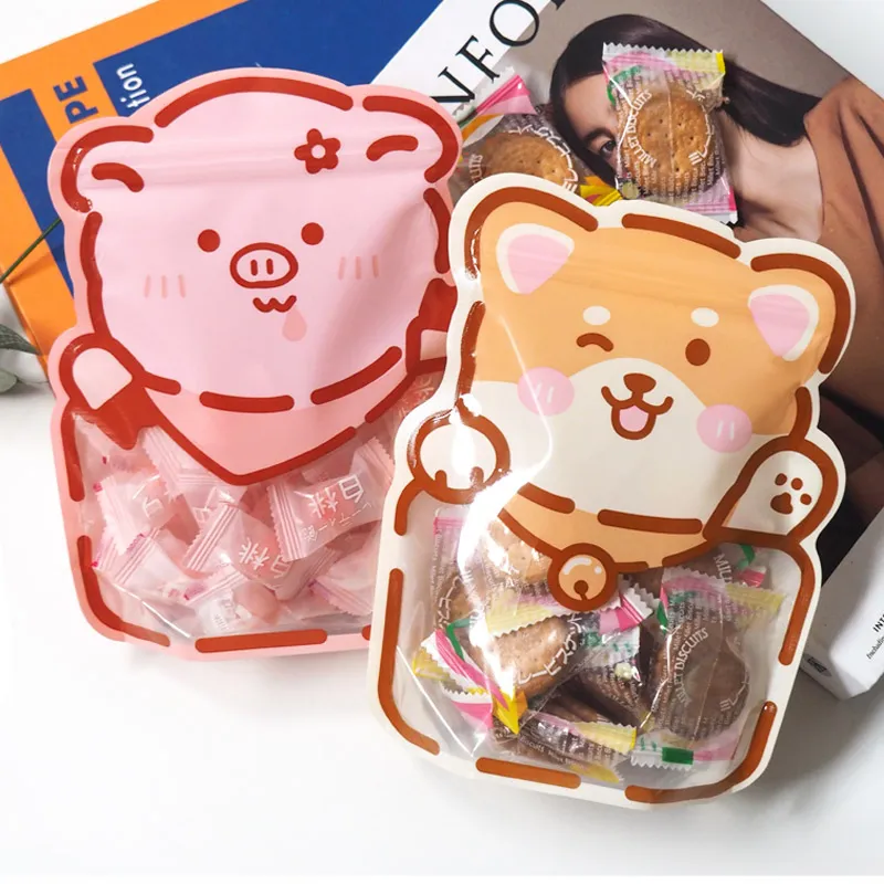 4 Styles Cute Cartoon Bear Snack Bag Self Sealing Bag Hand Baked Food Package Small Fine Zipper Bag LX3995