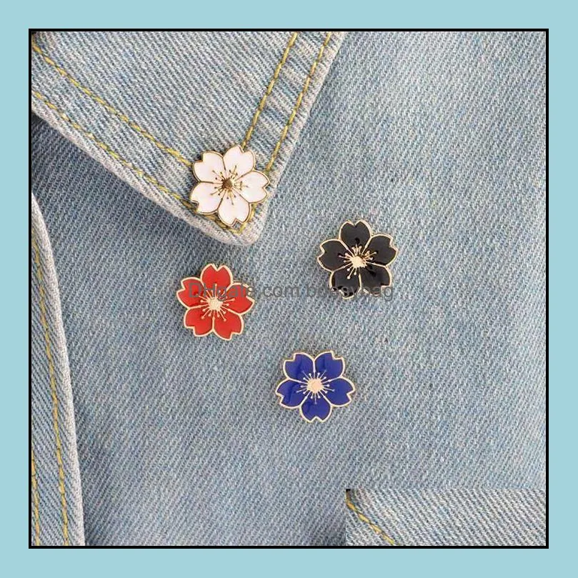 Cherry Flower Gold Color Brooch Pin Buttons Pins Pin Badges For Bags Japanese Style Jewelry Gift For Girls Brooch