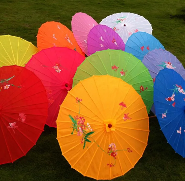 Adults Chinese Handmade Fabric Umbrella Fashion Travel Candy Color Oriental Parasol Umbrellas Wedding Party Decoration Tools SN2759