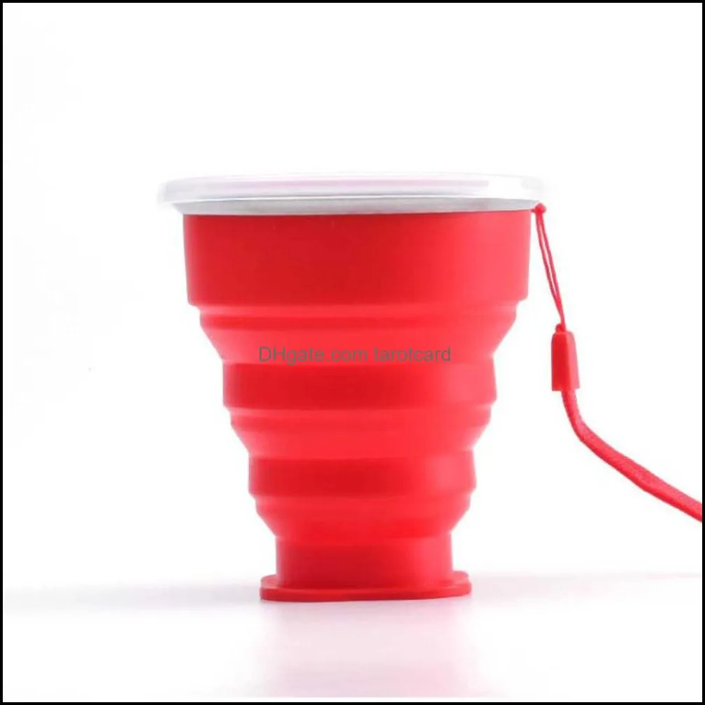 200PCS New Outdoor Travel Silicone Retractable Folding Cup Telescopic Collapsible Portable Water Cup 200-300ml