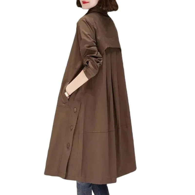 Women's Trench Coats Damesjas 2021 Herfst Koreaanse Mode Lange Mouw Losse overjas Windbreaker Vrouwelijke Bovenkleding Basic Gevoerd Tops