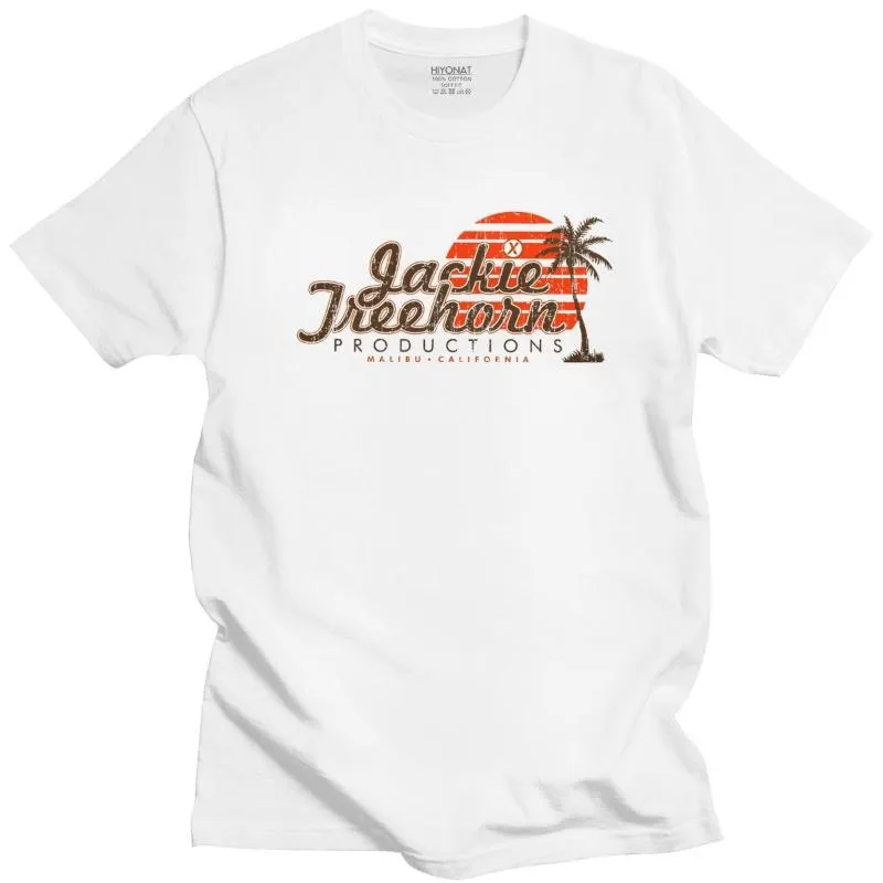 남자 티셔츠 Jackie Treehorn Productions T 셔츠 The Big Lebowski 코튼 반팔 캐주얼 라운드 넥 Mens 빈티지 스타일 티셔츠