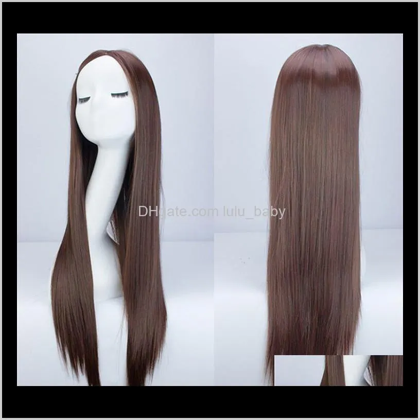 z&f harajuku style grannyhair 75cm long cosplay wig cos hair matte high temperature fiber brown grey black fashion