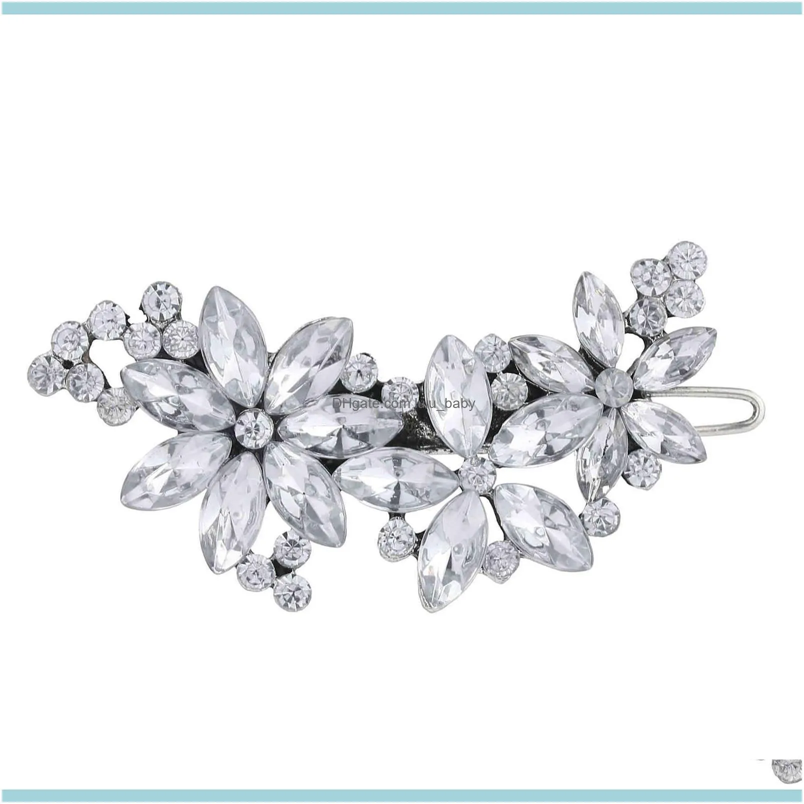 Fashion Women Lady Crystal Rhinestone Bridal Wedding Flower grips pins Clip Jewelry Hair Accessories