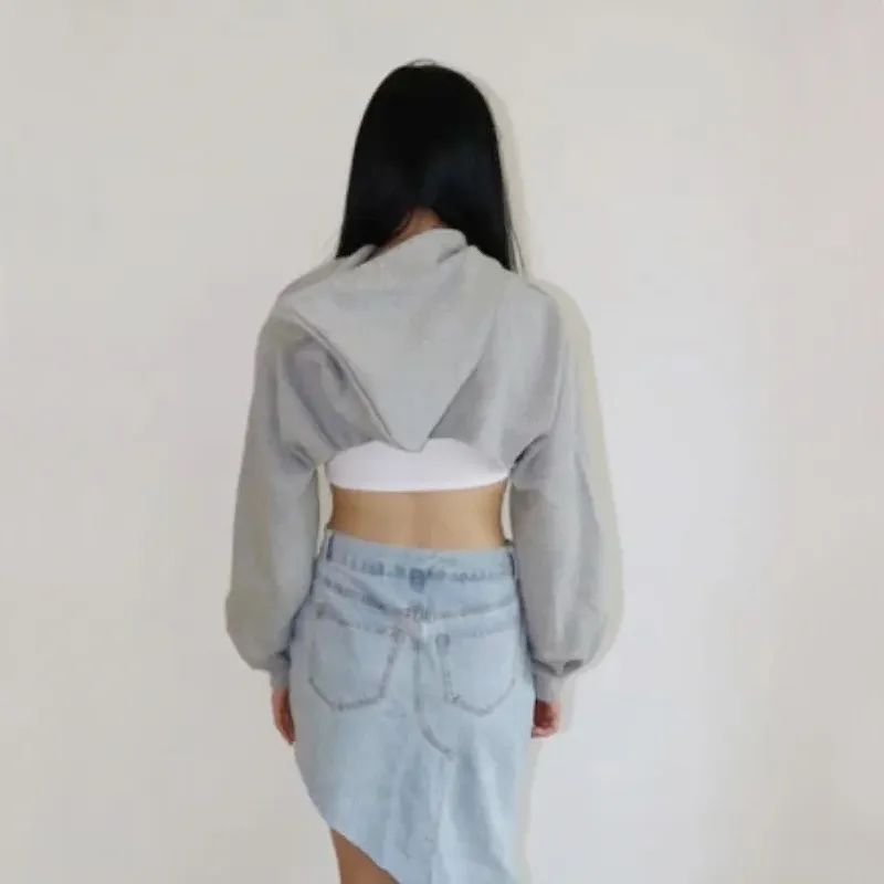 Drop shoulder cut out front hoodie top