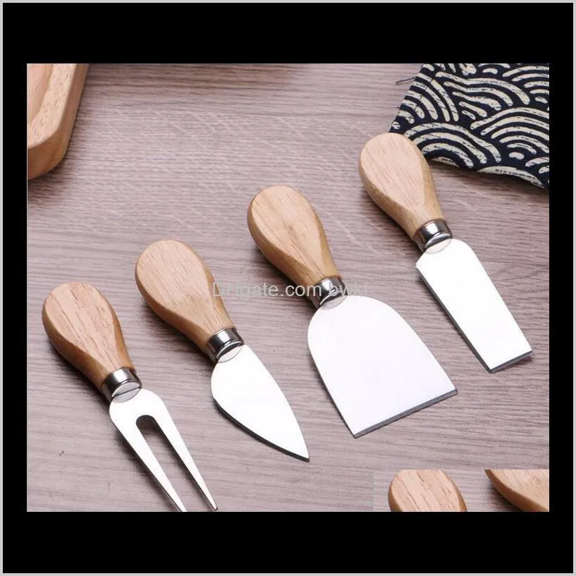 4 pcs set cheese knives with wood handle steel stainless cheese slicer cheese cutter kitchen knives