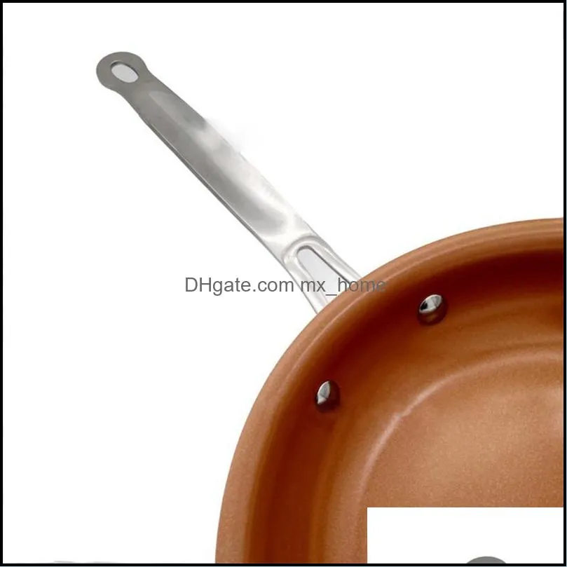 Non-stick Copper Frying Pan With Ceramic Coating Wok Saucepan Oven Induction Cooking Grill Cookware Skillet CV Pans