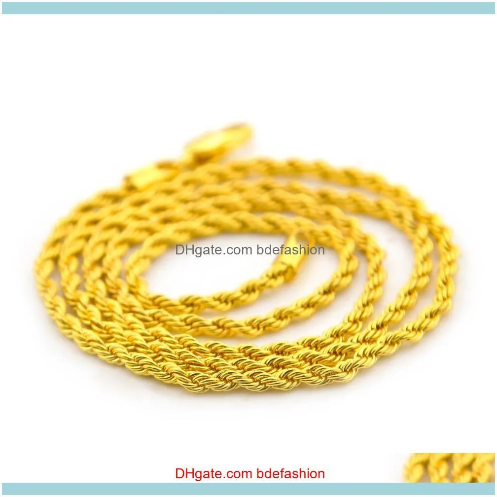 Men Fashion Hip hop Long Chain Necklace Gold Silver Colors Stainless Steel 20inch 24inch 30inch Rope Chain