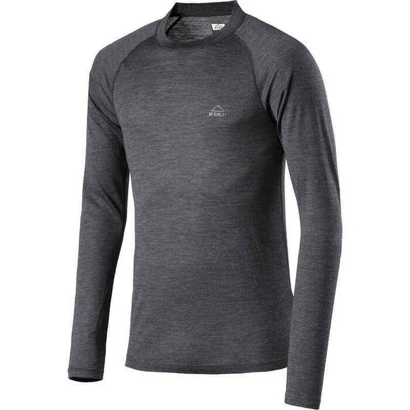 100% lana merino base layer camicia termica a maniche lunghe da uomo Mightweight 200g tutti i giorni baselayer termico t-shirt in lana merino 211211