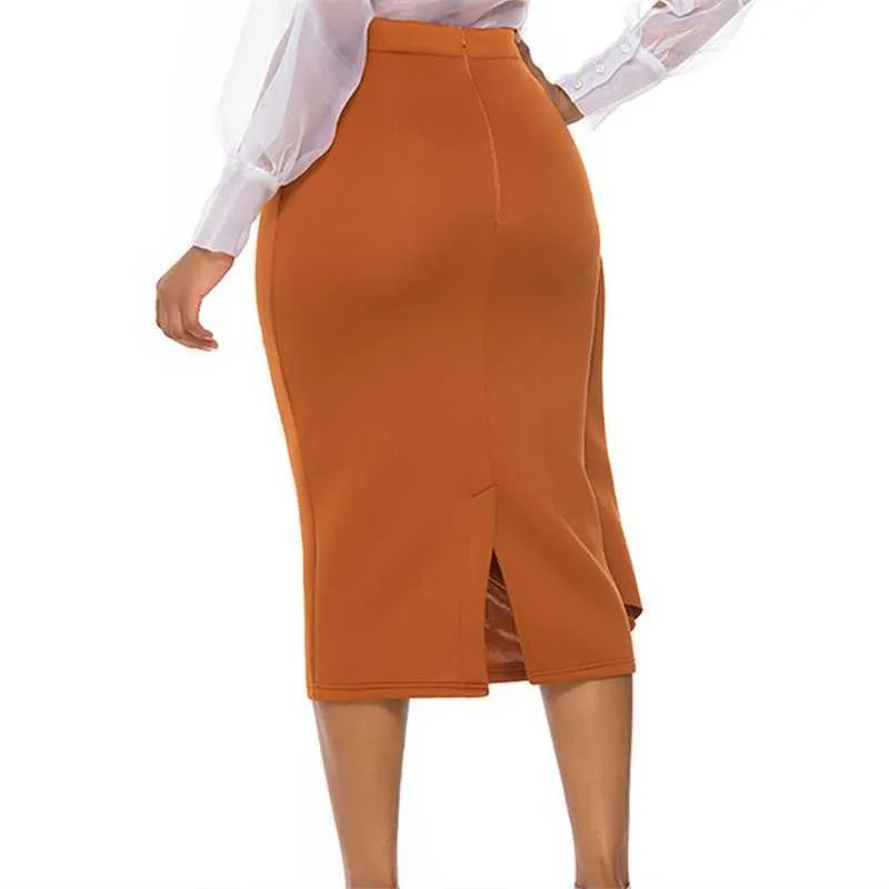 Longue Jupe Mi Longue Serr e Femmes Grande Taille Marron Noir