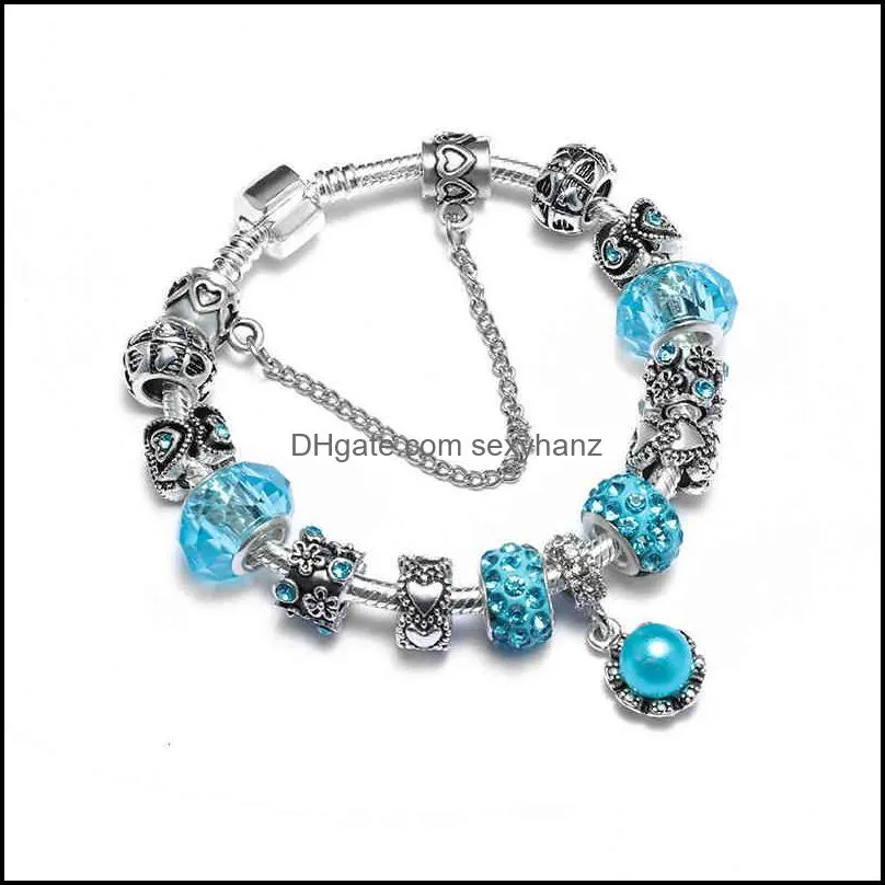 Bracelets bracelet crystal Diamond pearl large hole Bead Pan Feng DIY electroplating alloy