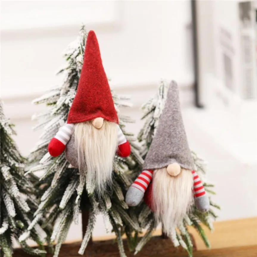 Noel El Yapımı İsveç Gnome İskandinav Tomte Santa Nisse Nordic Peluş Elf Oyuncak Masa Süs Noel Ağaç Süslemeleri