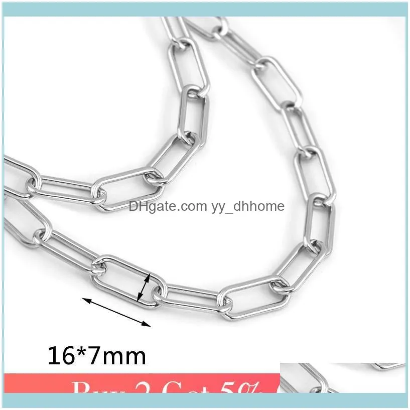 Link, Chain 100% Stainless Steel Bracelet For Women Men Metal Lock Bracelets Pulseras Mujer Boho Jewelry Drop