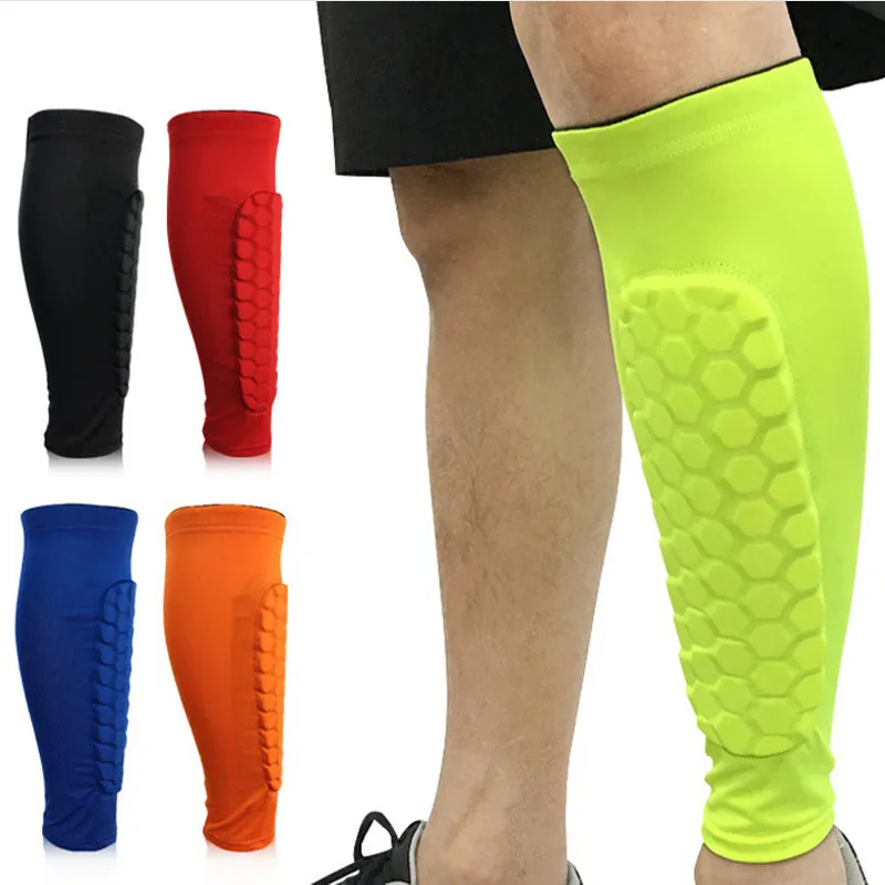 1 sztuk piłkarski shin strażnicy ochraniacze piłka nożna plastra miodu Anti-Crash Leg Calf Compression rękawy rowerowe Running Shinduards 481 x2