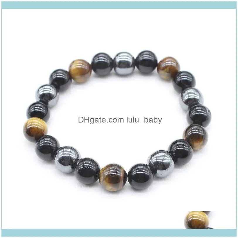 Charm Bracelets 8mm 10mm Health Men Bracelet Black Stone Obsidian Tiger Eye & Hematite For Women Male Protection Minimalist Jewelry1