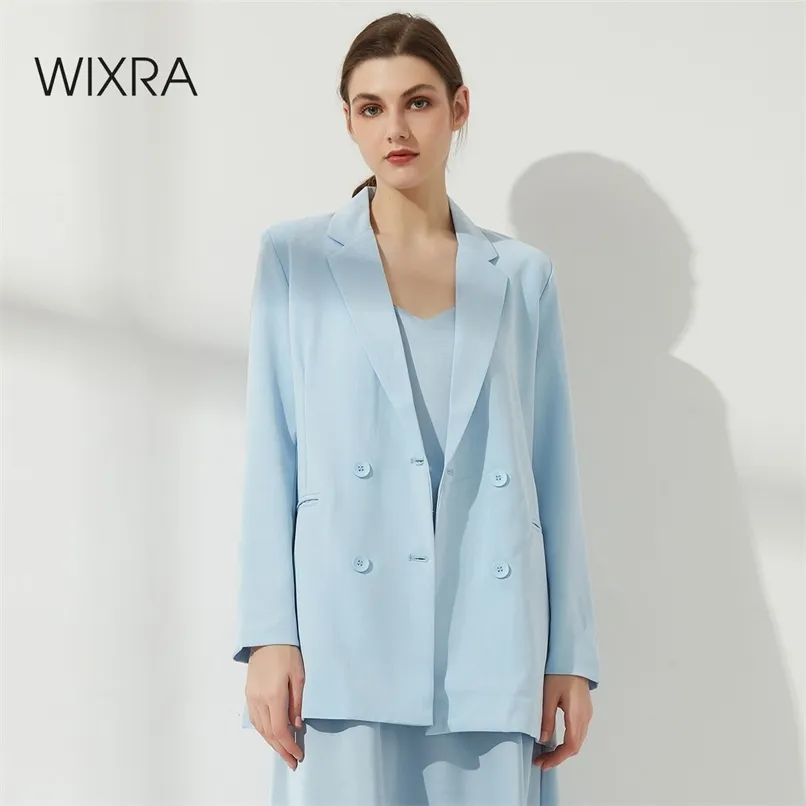 Wixra Women's Blazer Höst Dubbelbröst High Street Långärmad kappa Fjäder Ytterkläder 210930