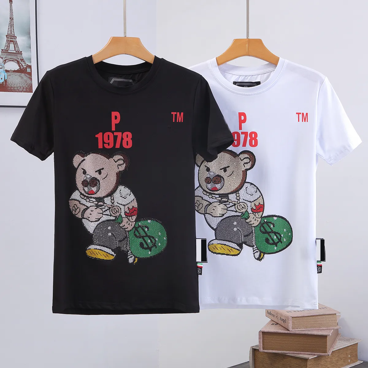 Toptan Erkekler Kafatası T Gömlek Geometrik Desen Yaz Rahat Tee Moda Ins Tarzı Üst Streetwear Gevşek Yüksek Kaliteli Spor Hip-Hop Olgun Trendy T Shirt