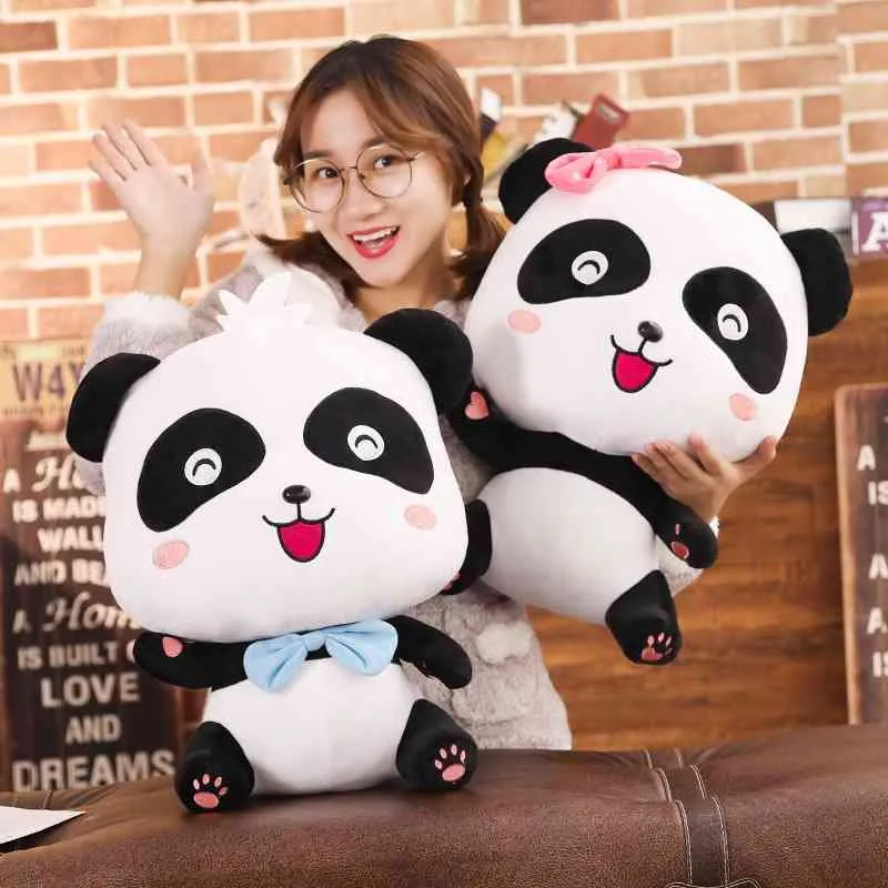 22/32/45 cm Kawaii bébé Bus Panda Kawaii peluche animaux en peluche poupée mignonne dessin animé coussin oreiller cadeau pour enfants 210724