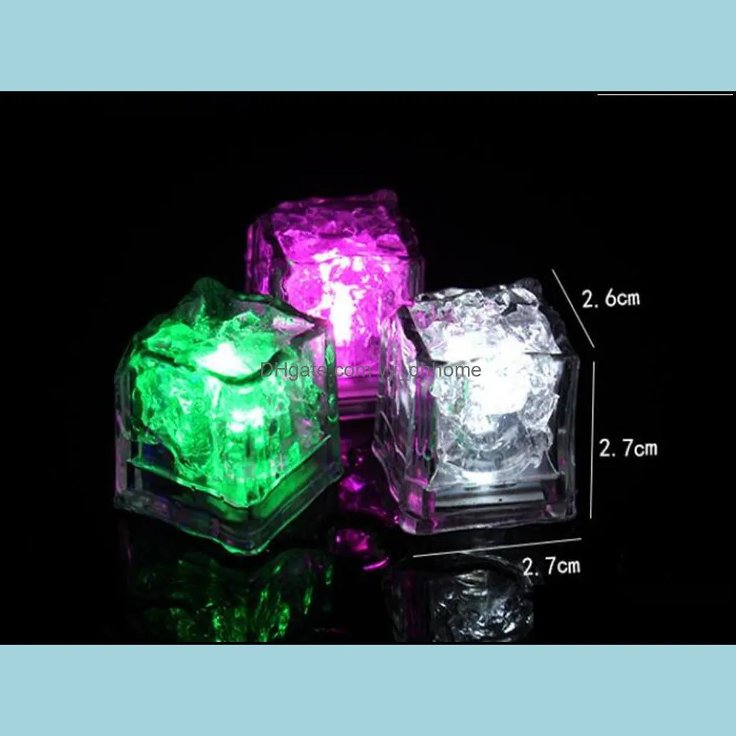 LED Ice Cubes Bar Flash Auto Changing Crystal Cube Water-Actived Light-up 7 Color For Romantic Party Wedding Xmas Gift