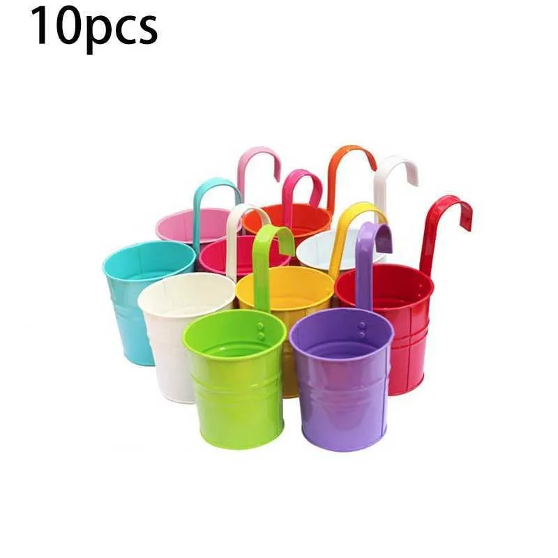 3/10 PCS Pendurar Potenciômetros de Flores Home Jardim Decoração Plantadores Ao Ar Livre Flor Interior Bucket Plant Holder Cesta para decoração de parede 210615