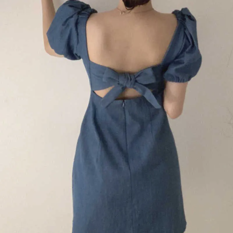 Zara denim online puff sleeve dress