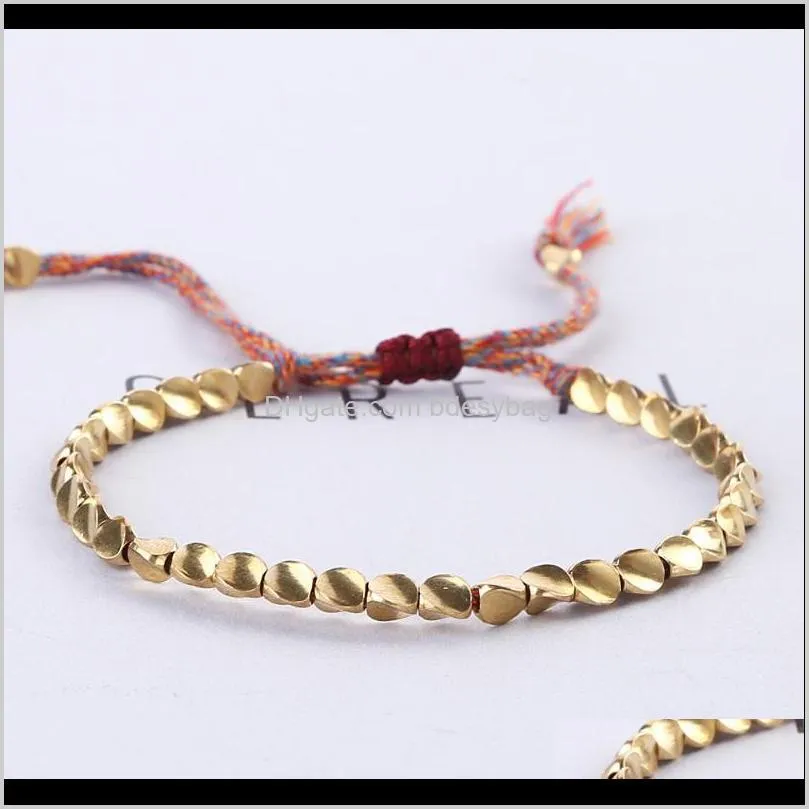 handmade tibetan buddhist braided cotton copper beads lucky rope bracelet & bangles for women men thread bracelets