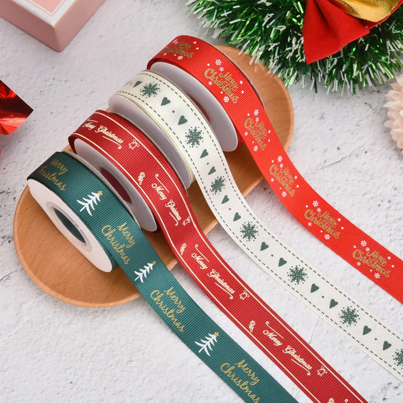 10 metri 10mm nastro natalizio stampato nastri in grosgrain per confezioni regalo decorazione di nozze fiocchi per capelli nastro natalizio caramelle