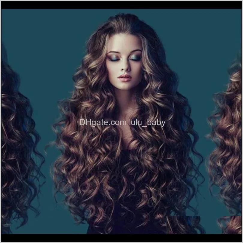 zhifan natural waves blonde brown wig curly wig styles 26inch long brown wavy hair bangs medium