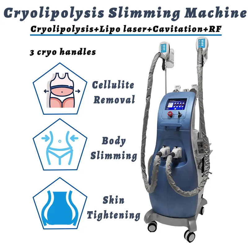 Cryo Fat Freezing Bantning Double Chin Removal Cellulite Reduction Machine Multifunktionell Slim Utrustning Lipo Laser Diode Pads