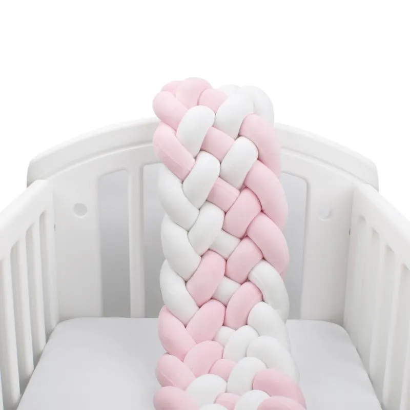 Baby Crib Bumper Knotted Braided Plush Nursery Cradle Decor