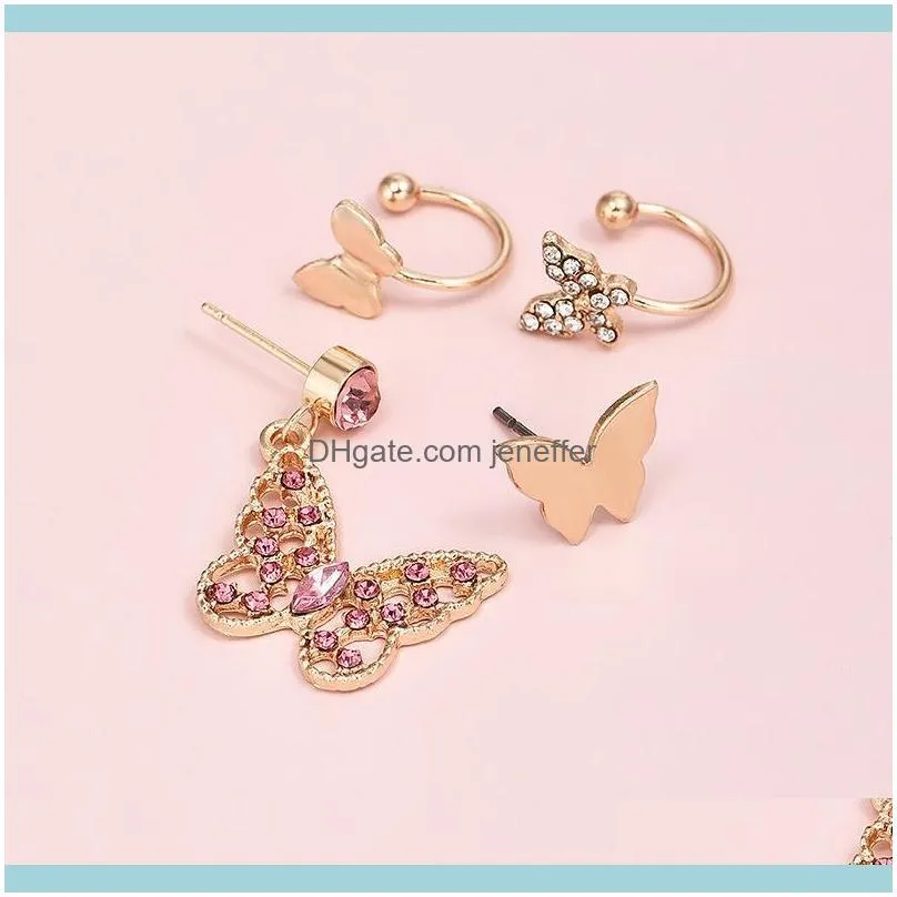 versatile Butterfly Hot Diamond selling Earrings ear personalized clip set 4