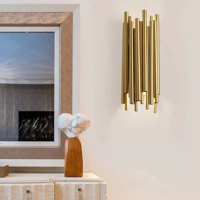 الحديثة الجدار مصباح الشمال الذهب أدى الإضاءة تركيبات غرفة المعيشة الحمام السرير المطبخ داخلي ديكور الشمعدان مصدر الإنارة