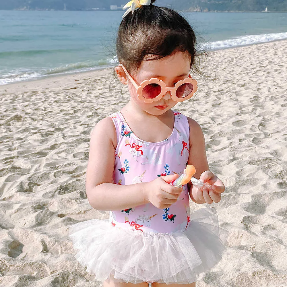 maluch dziewczynek stroje kąpielowe dla dzieci zwierzęce piękny koreański design Tutu strój kąpielowy odzież kąpielowa 210529
