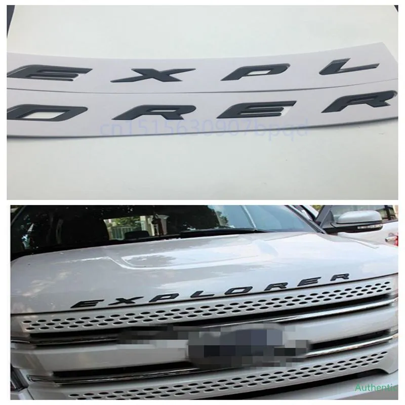 Ford Sport Explorer Letters Hood Emblem Silver Chrome Black Logo