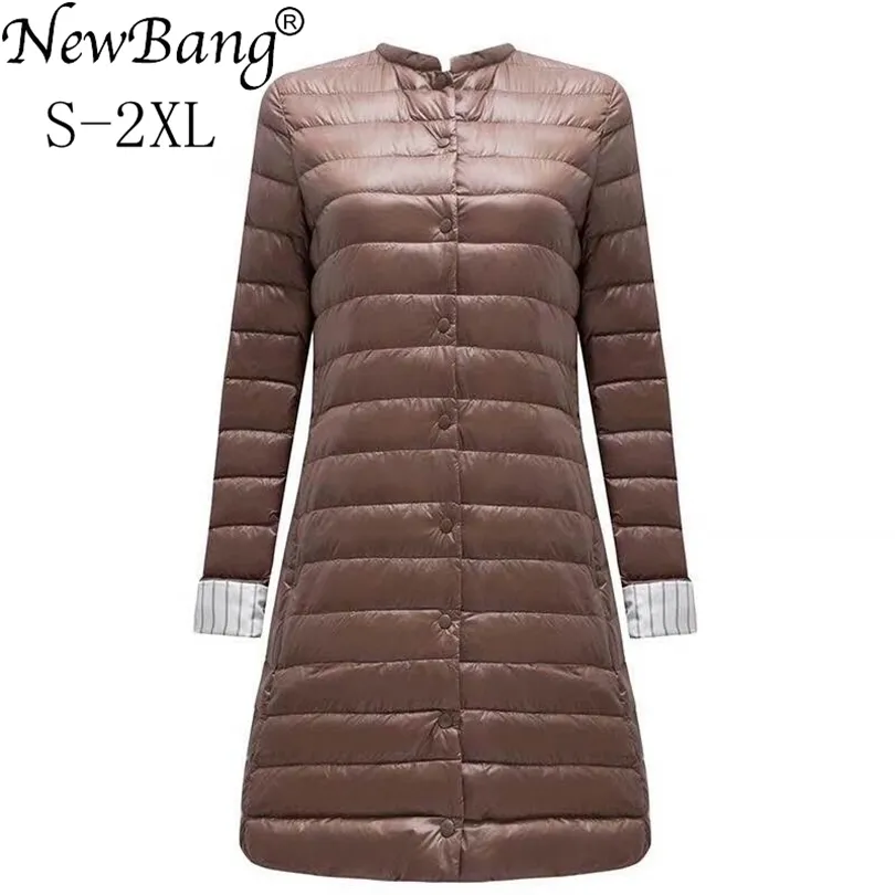 Bang Ultra Light Down Jacket Mujer Portátil Mujer Invierno Long Feather Slim Parkas Stand Collar Womens s 211011