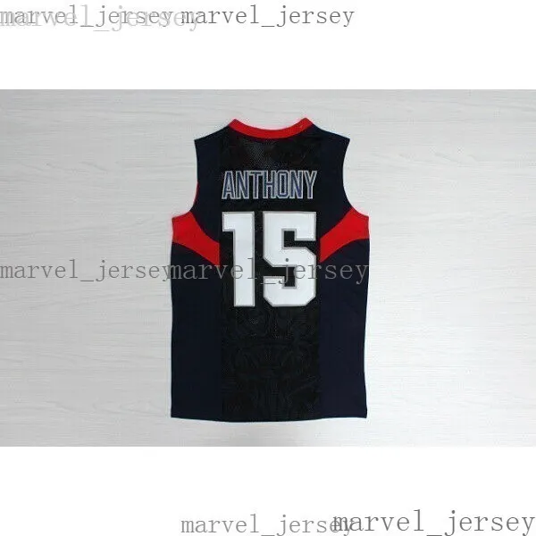 Ucuz Retro 2008 Pekin Carmelo Anthony # 15 Basketbol Formaları Dikişli S-XXL