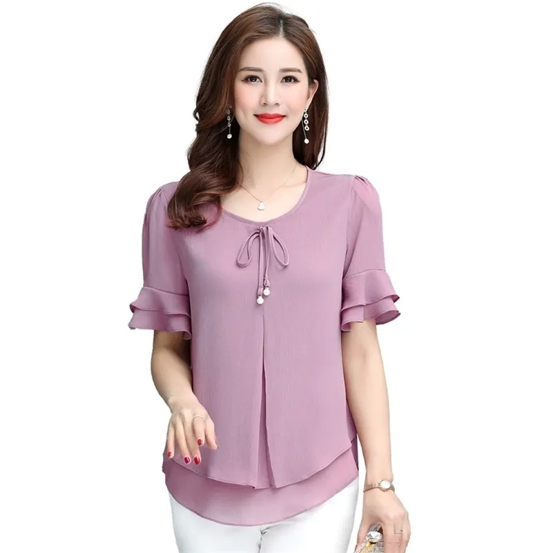 Boho Double Layer Pink Chiffon Pink T Shirt Women For Women Short Sleeve,  Plus Size, Perfect For Office And Summer Sweet And Elegant Ladies Clothing  210317 From Cong03, $10.49