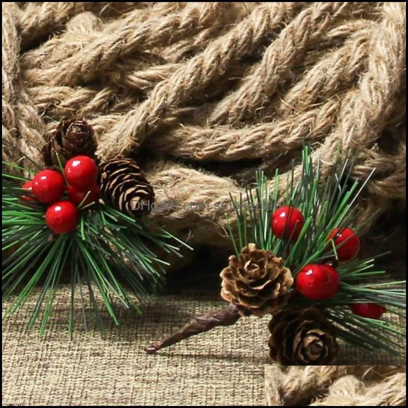 Decorative Flowers & Wreaths Gift Artificial Flower Red Christmas Berry Year Tree Mini Pendant Decorations Pine Cone