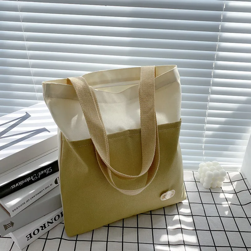DHLShopping Bags Women Canvas Color Patchwork Pouch Vertical Section Handbag Mix Color