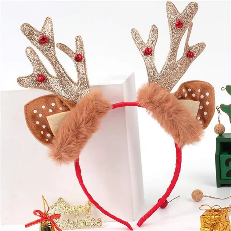 Accesorios para el cabello 10 unids / lote Faux Piel Orejas de peluche Horquilla Diezera Precioso Reno Animal Hoop Holiday Party Christmas Cosplay