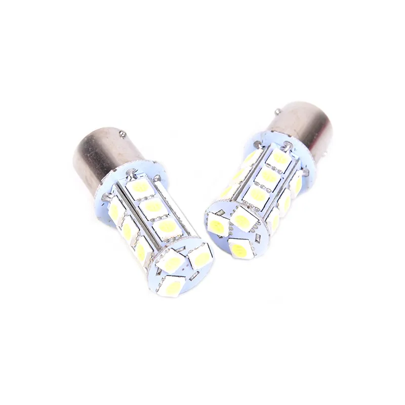 20 sztuk Sygnał boczny żarówka 12V 15mm x 50mm biały 1156 P21W BA15S R10W 18 LED 5050 SMD hamulca tail D3.0