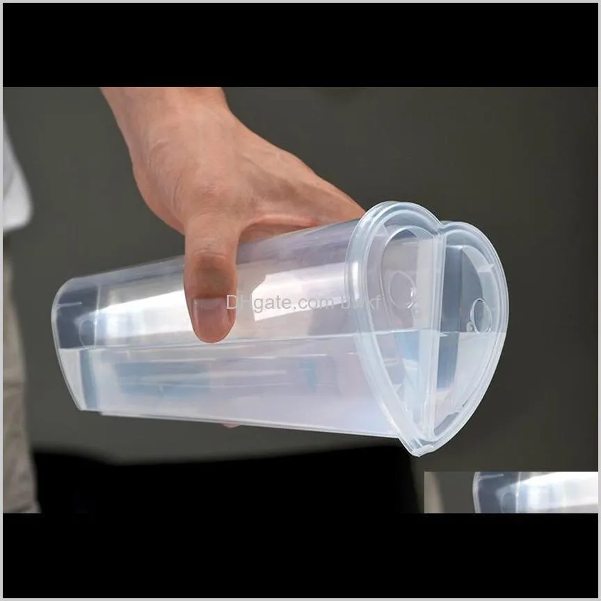 600ml heart shaped double share cup transparent plastic disposable cups with lids milk tea juice cups for lover couple