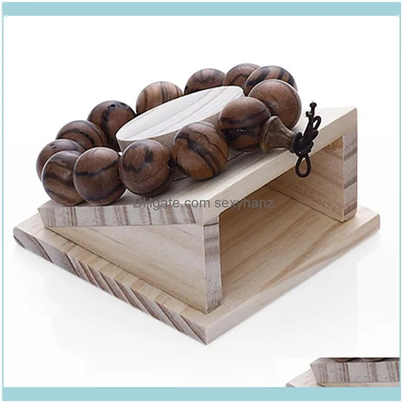 Round Organizer Unfinished Unpainted Wooden Bracelet Earrings Ring Holder Jewelry Display Necklace DIY Craft W Pouches, Bags